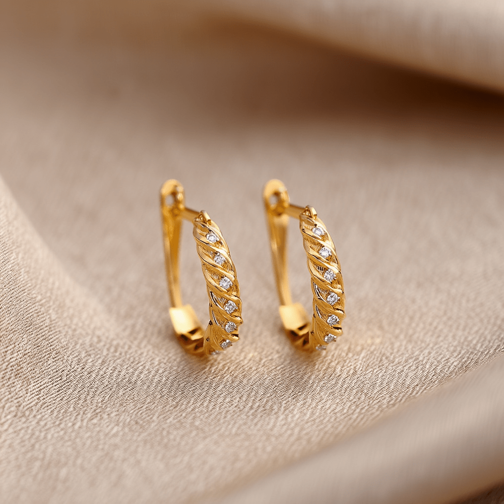 Brincos Entrelaçados em Ouro 19kl com Zircónias (1.5cm) - Loja do Ouro