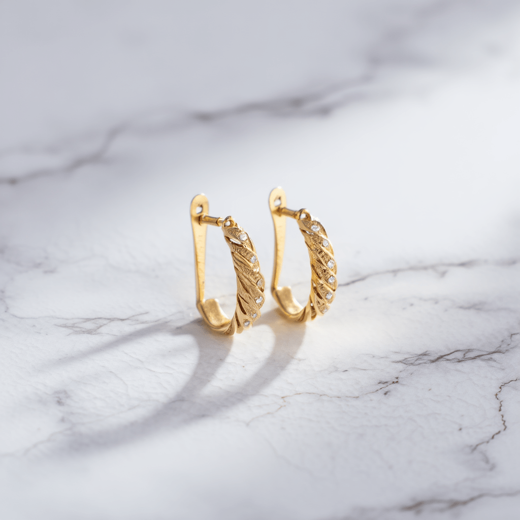 Brincos Entrelaçados em Ouro 19kl com Zircónias (1.5cm) - Loja do Ouro
