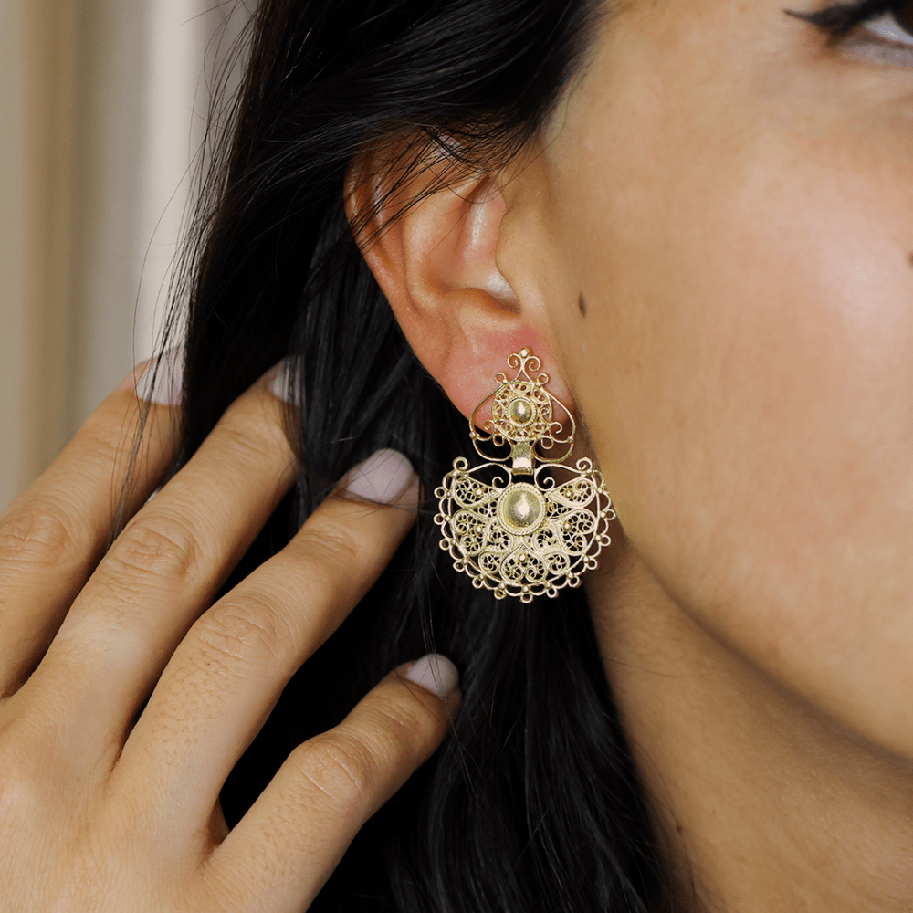 Pendientes Flamma en plata chapada en oro - Gold Store Premium