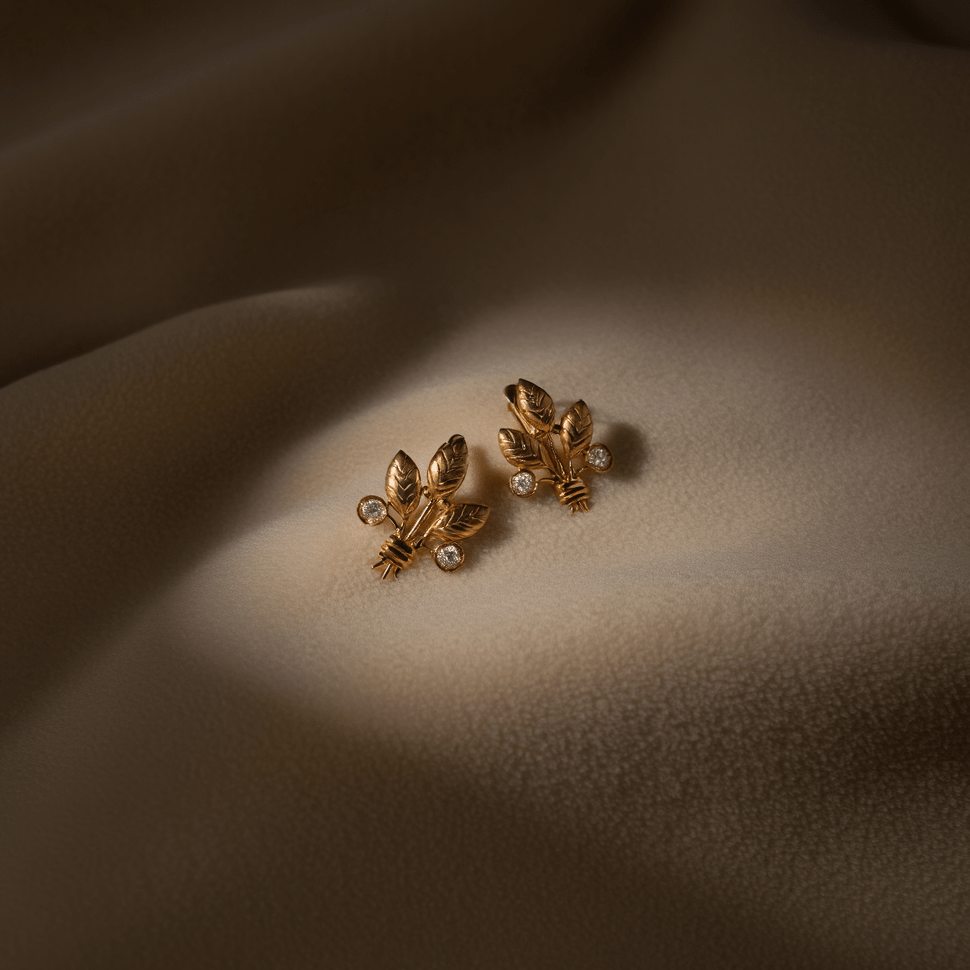 Pendientes de pan de oro de 19 kl con circonias - Gold Store Premium