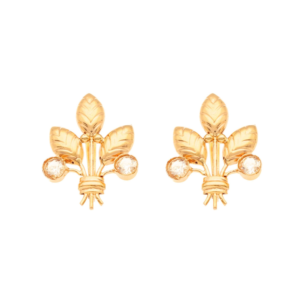 Pendientes de pan de oro de 19 kl con circonias - Gold Store Premium