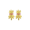 Brincos Folha Imperial em Prata Dourada com zircónias rosa - Loja do Ouro