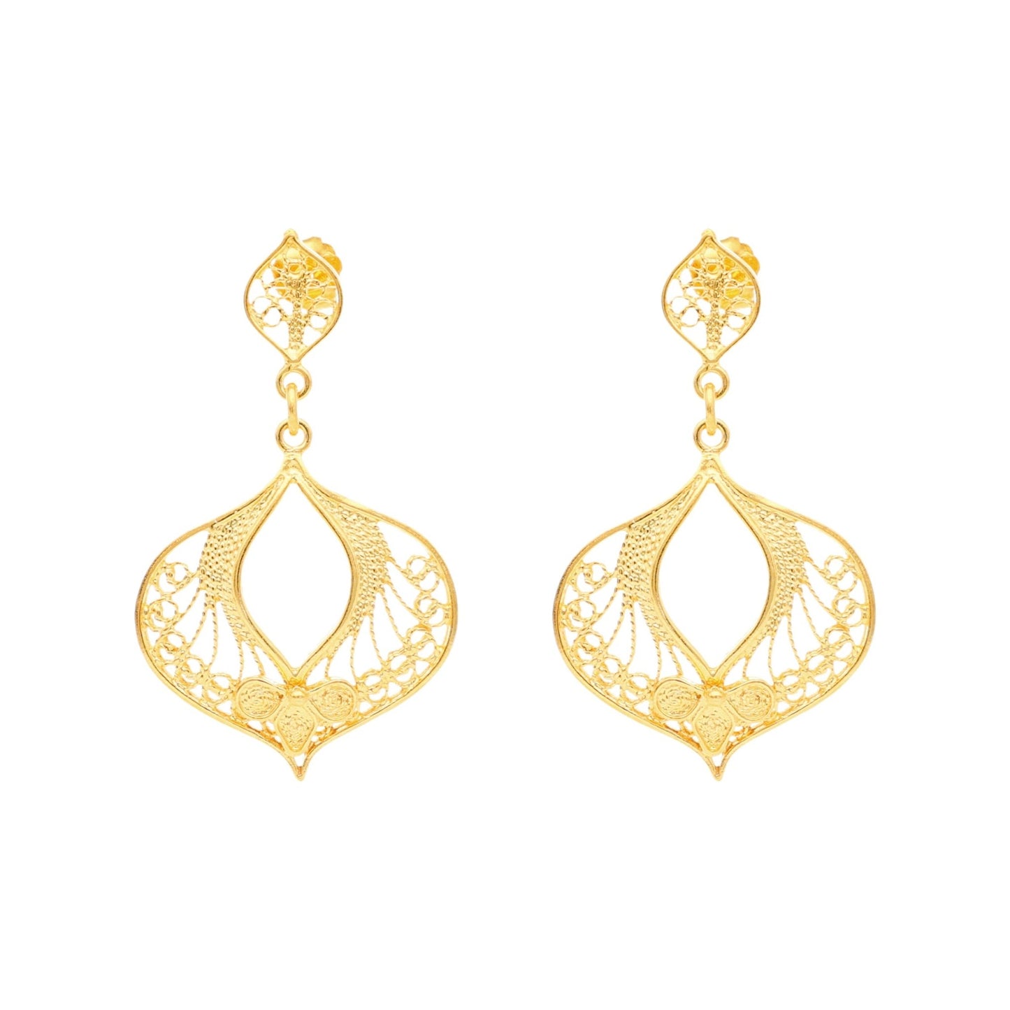 Brincos Guitarra Portuguesa em Prata Dourada - Loja do Ouro