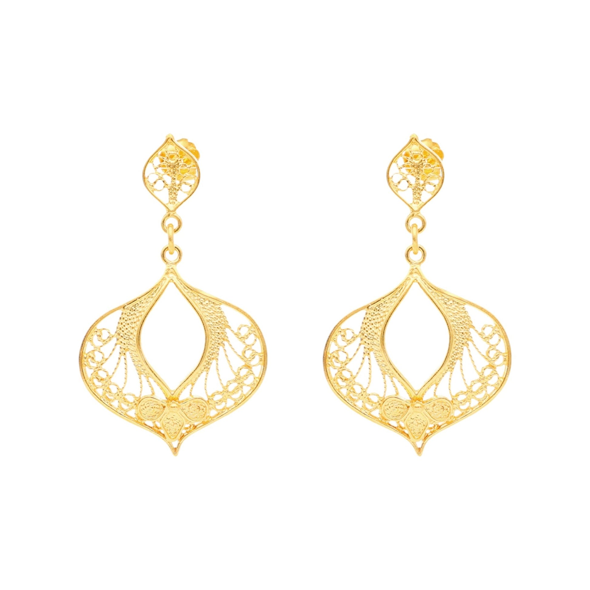 Brincos Guitarra Portuguesa em Prata Dourada - Loja do Ouro