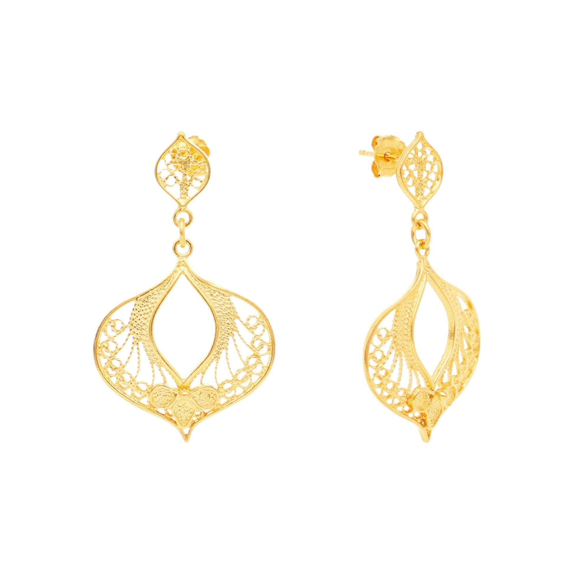 Brincos Guitarra Portuguesa em Prata Dourada - Loja do Ouro