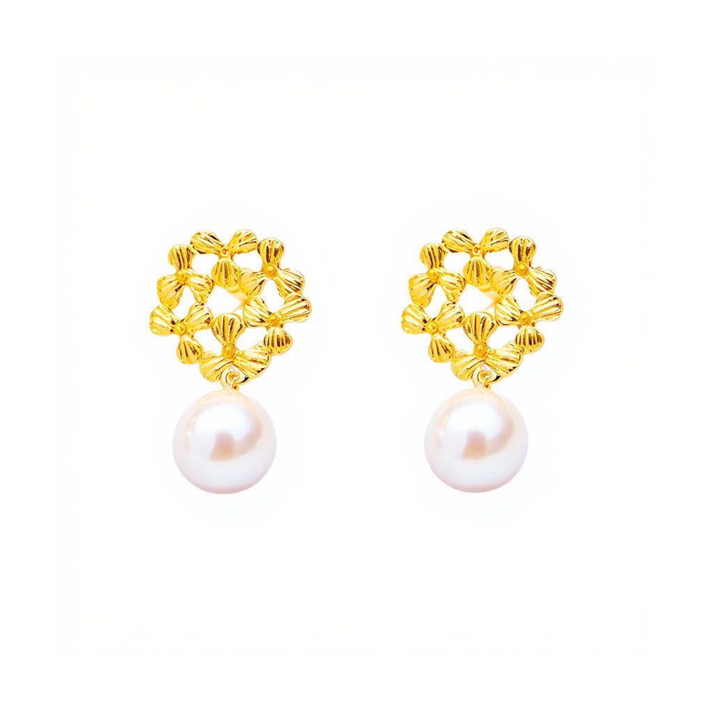 Brincos Hortência em Prata Dourada (4cm) - Loja do Ouro