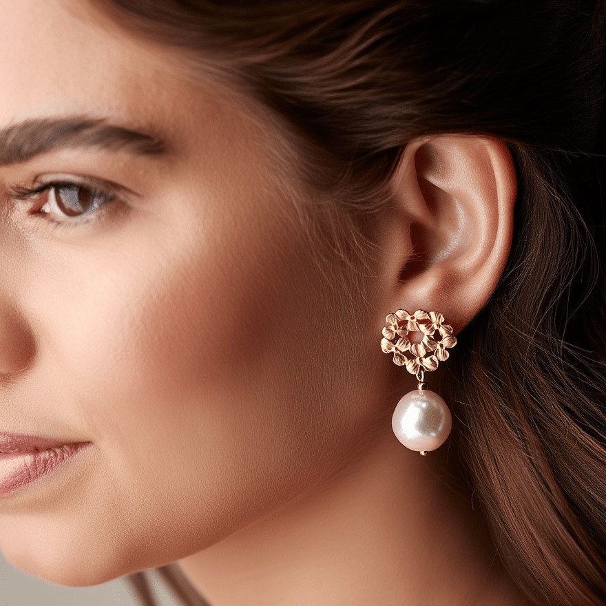 Brincos Hortência em Prata Dourada (4cm) - Loja do Ouro