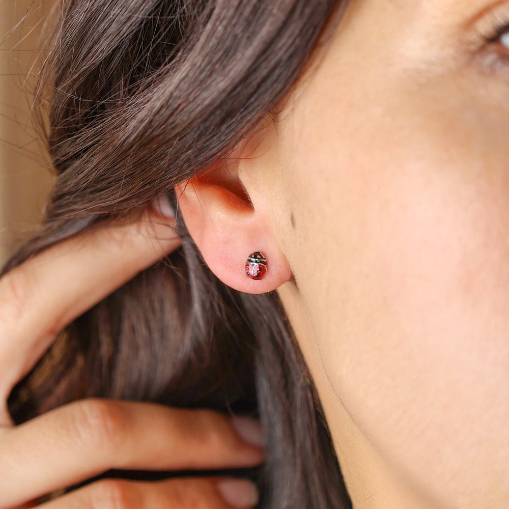 Brincos Joaninha em Prata - Loja do Ouro