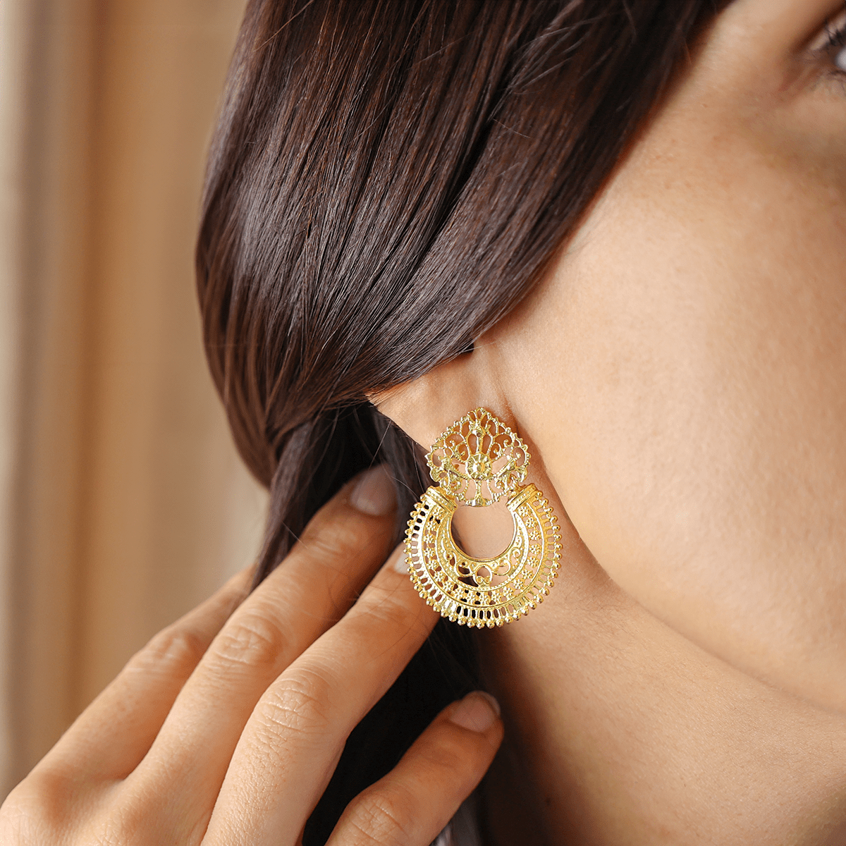 Pendientes Juno en plata dorada - Gold Store Premium