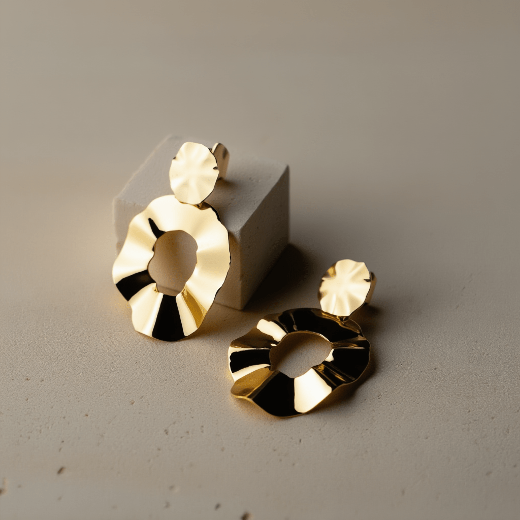 Brincos Lirios Dourados em Prata Dourada (6.7cm) - Loja do Ouro