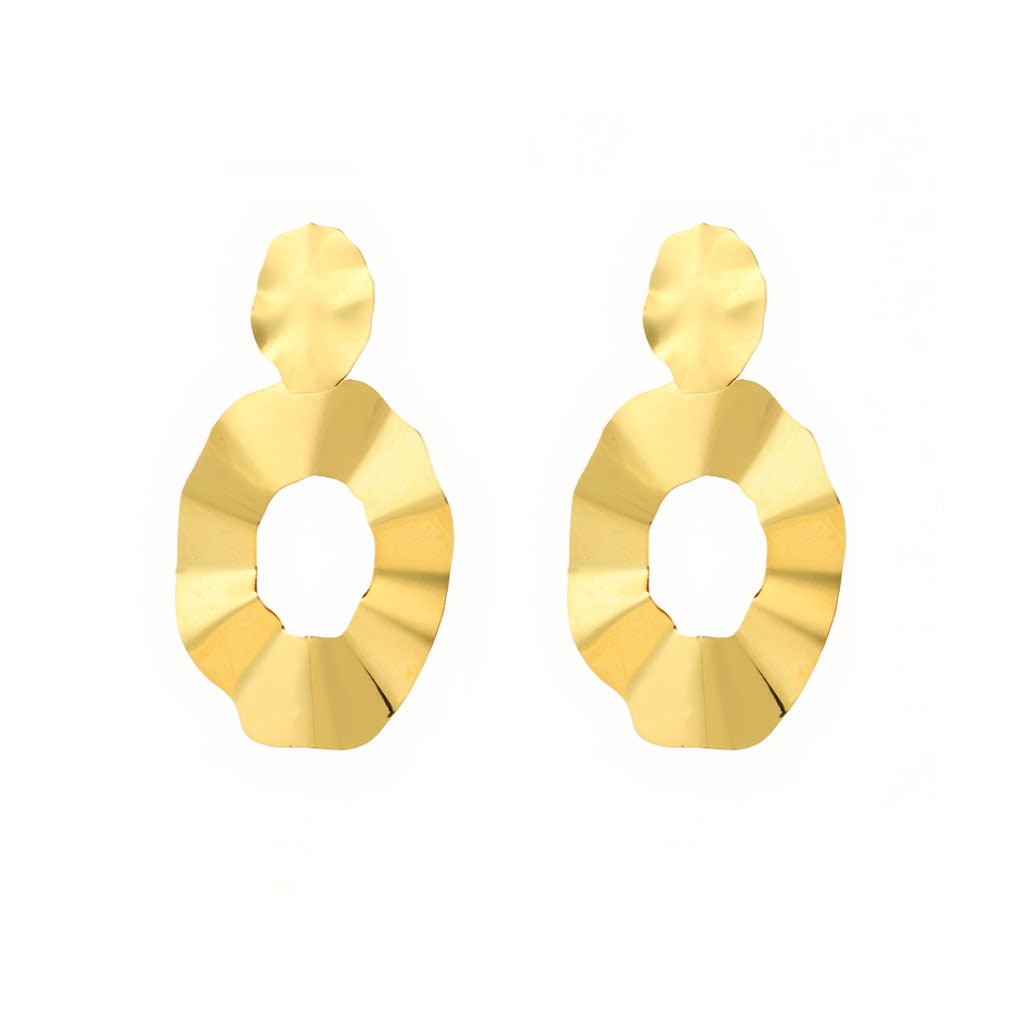 Brincos Lirios Dourados em Prata Dourada (6.7cm) - Loja do Ouro