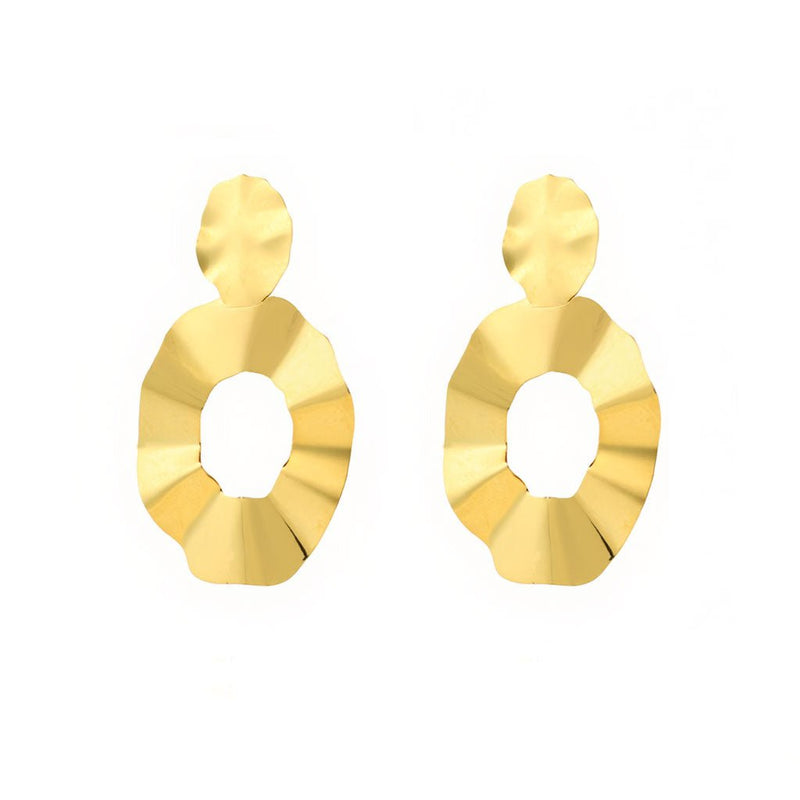 Brincos Lirios Dourados em Prata Dourada (6.7cm) - Loja do Ouro