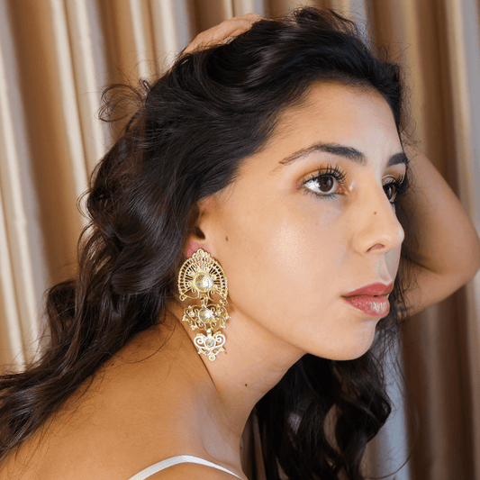 Brincos Luminis em Prata Dourada e Pérola Aqua - Loja do Ouro