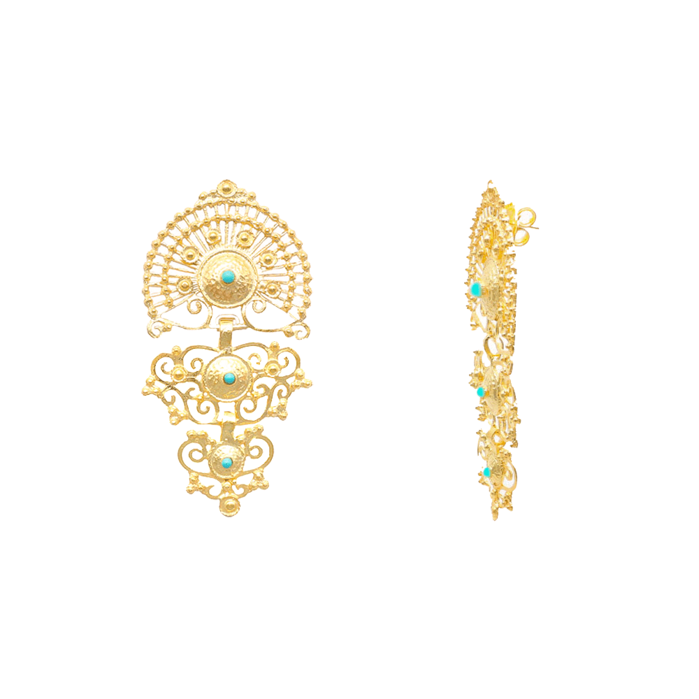 Pendientes Luminis en plata dorada y perla aqua - Gold Shop