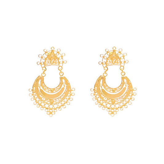 Brincos Luna em Prata Dourada - Loja do Ouro