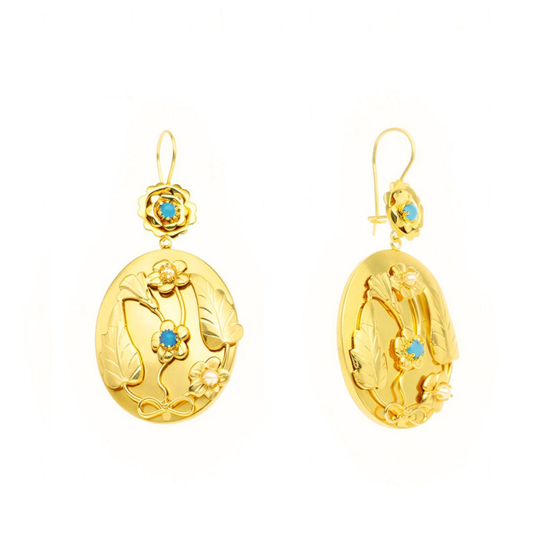 Brincos Maria em Prata Dourada (5cm) - Loja do Ouro