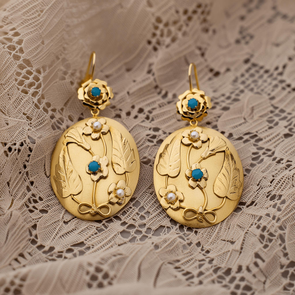 Pendientes María en plata chapada en oro (5 cm) - Gold Store Premium