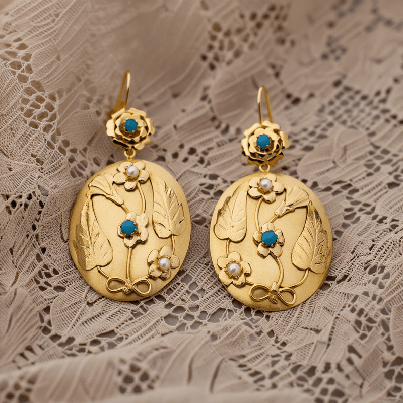 Brincos Maria em Prata Dourada (5cm) - Loja do Ouro