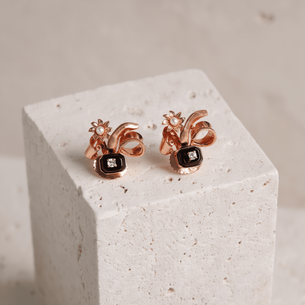 Brincos Marquesa em Ouro de 19kl com Laço e Flor - Loja do Ouro