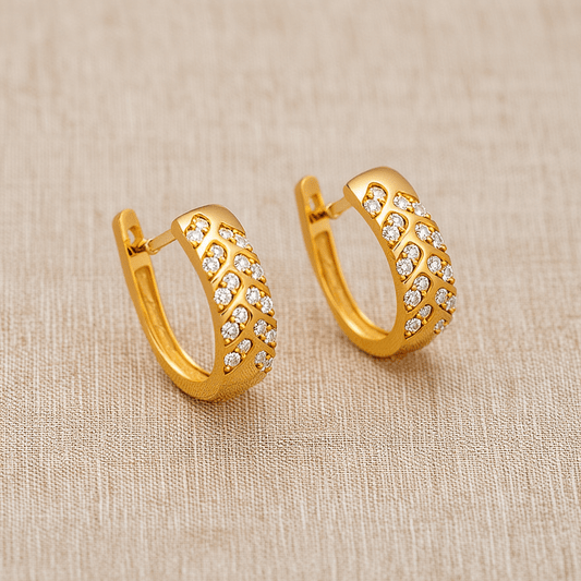 Brincos Meia Argola com Zircónias em Ouro 19kl (1cm) - Loja do Ouro