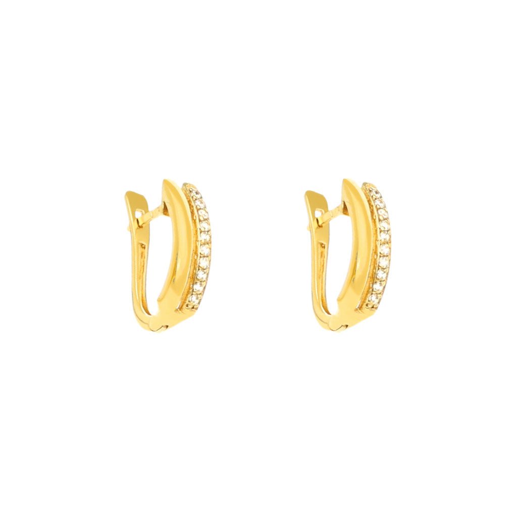 Brincos Meia Argola em Ouro 9kl com Zircónias (1.4cm) - Loja do Ouro