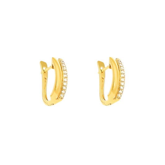 Brincos Meia Argola em Ouro 9kl com Zircónias (1.4cm) - Loja do Ouro