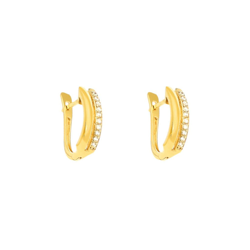 Brincos Meia Argola em Ouro 9kl com Zircónias (1.4cm) - Loja do Ouro