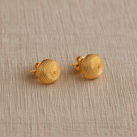 Brincos Meia Bola em Ouro 19kl (1cm) com efeito Corda - Loja do Ouro