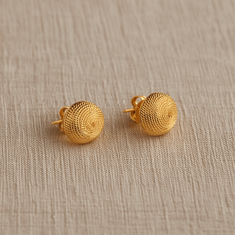 Brincos Meia Bola em Ouro 19kl (1cm) com efeito Corda - Loja do Ouro