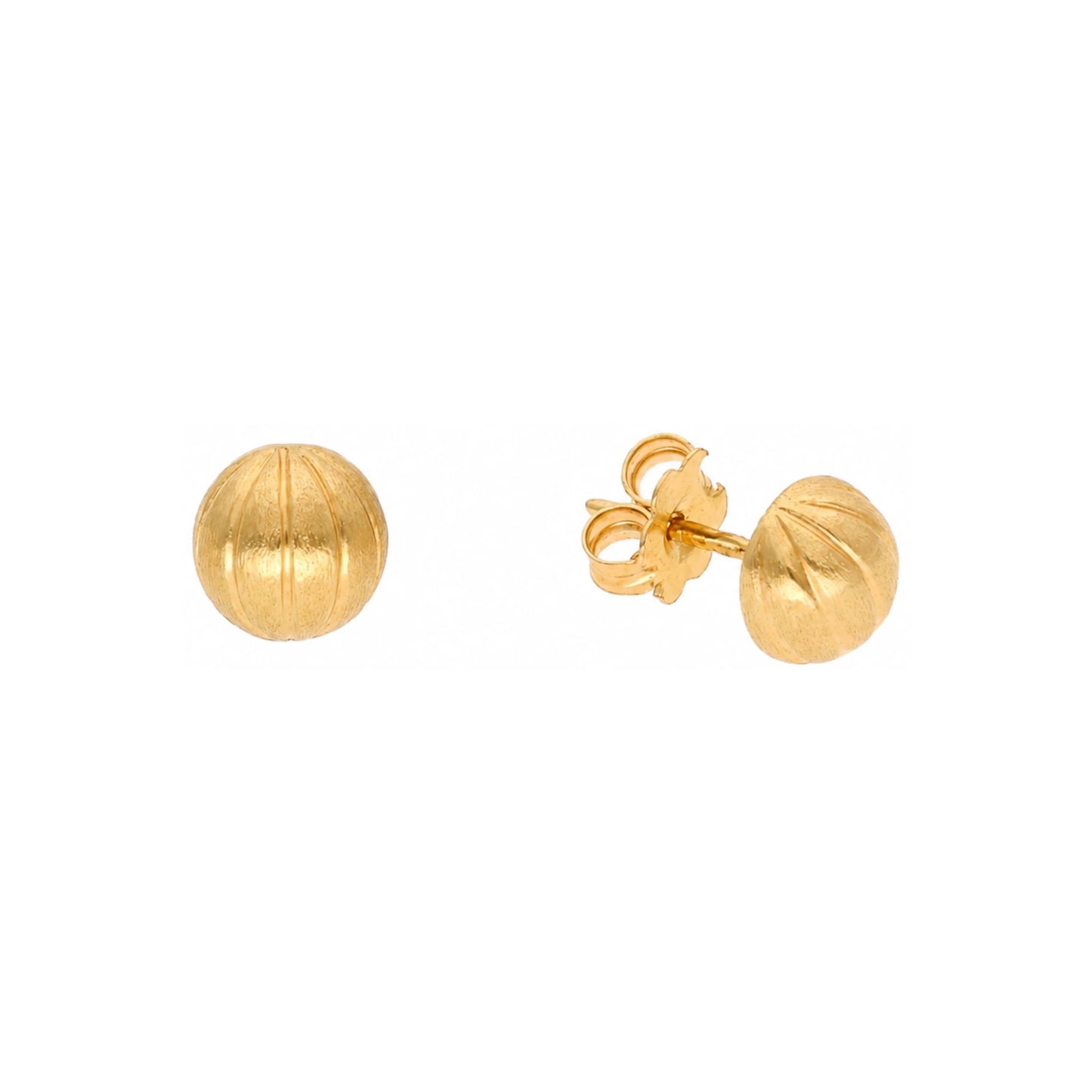 Brincos Meia Bola Escovada em Ouro 19kl (7mm) - Loja do Ouro