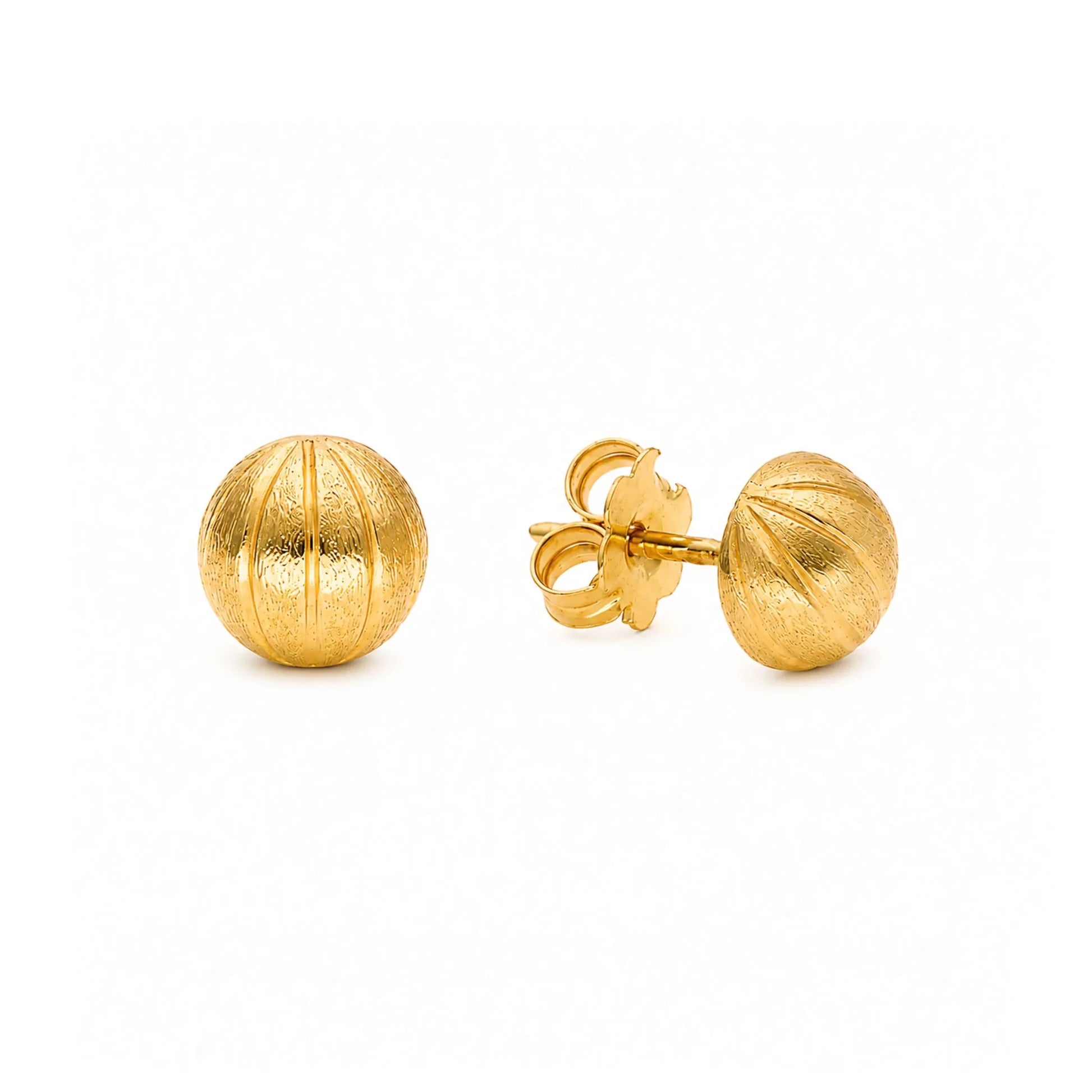 Brincos Meia Bola Escovada em Ouro 19kl (7mm) - Loja do Ouro