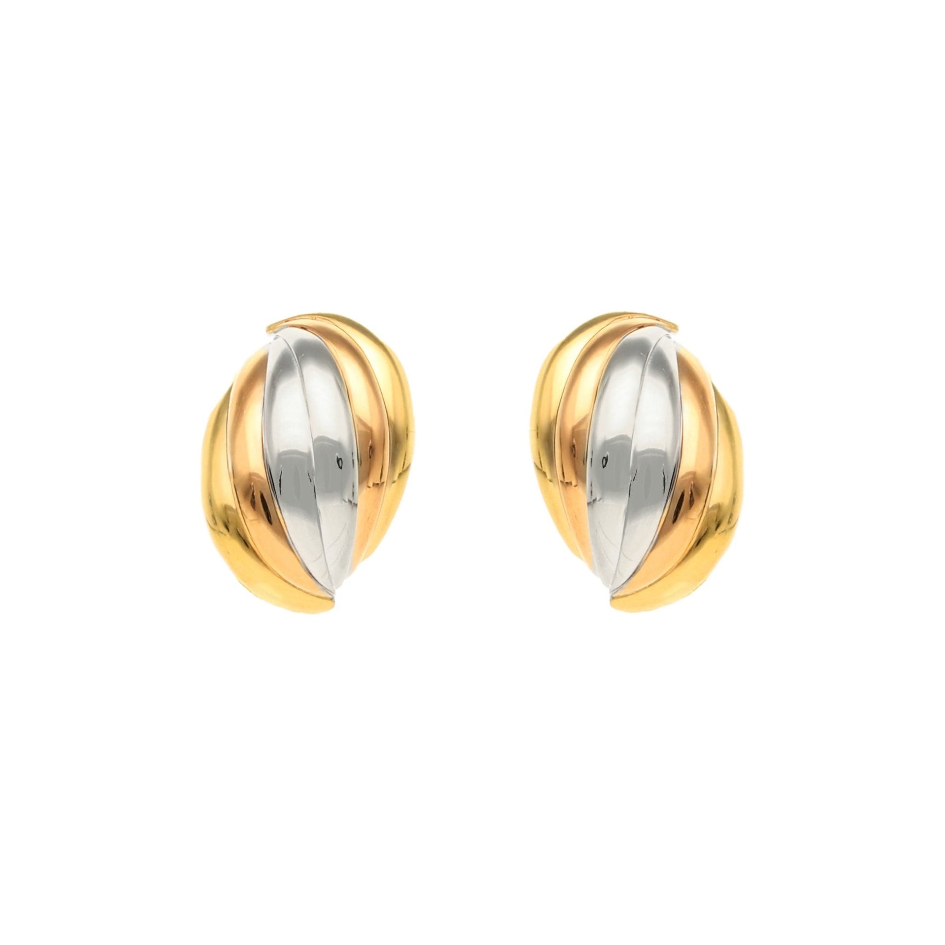 Brincos Meia Concha Tricolor em Ouro 19kl (2.2cm) - Loja do Ouro