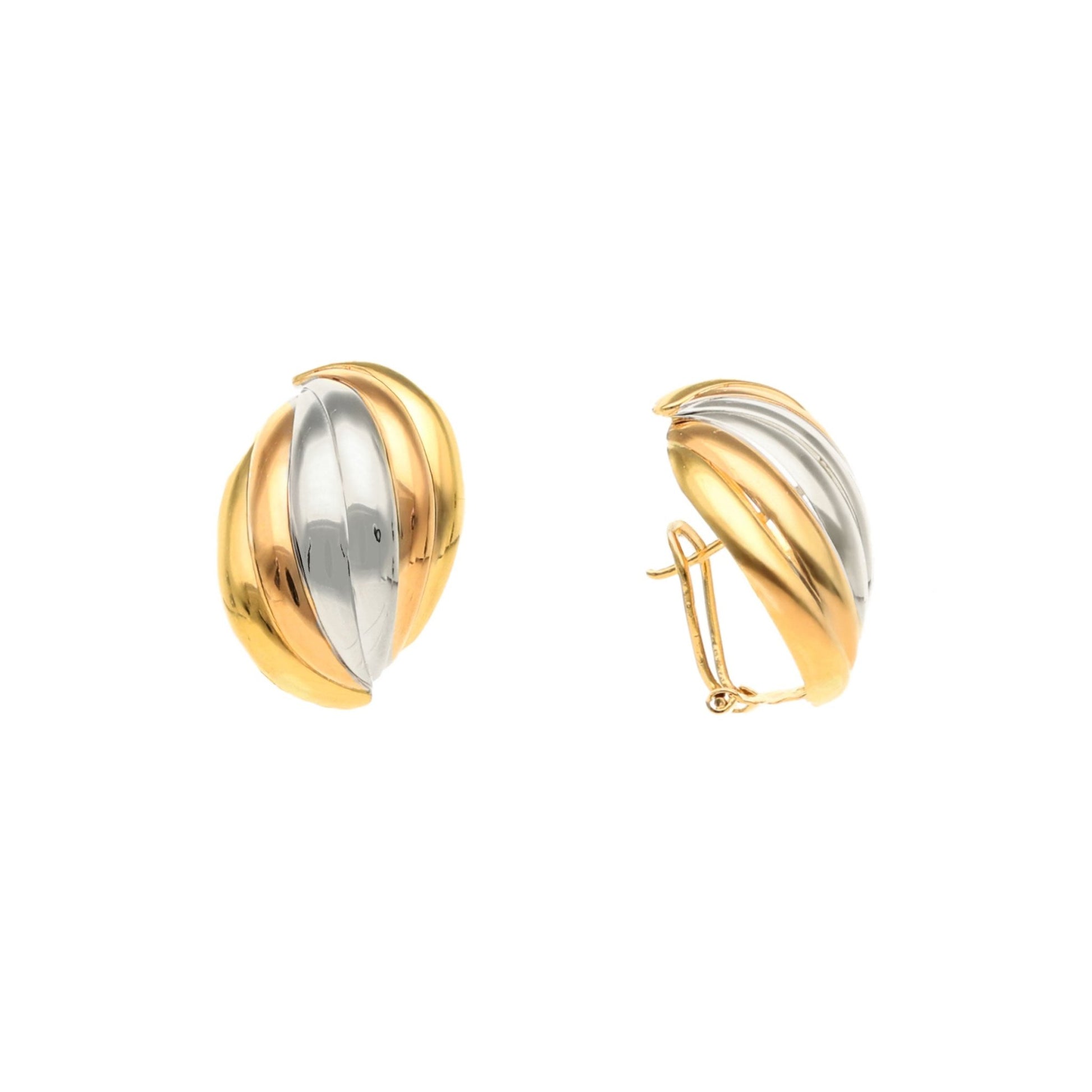 Brincos Meia Concha Tricolor em Ouro 19kl (2.2cm) - Loja do Ouro