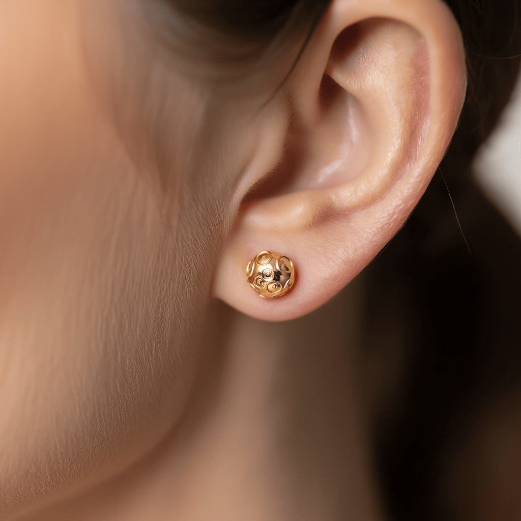 Brincos Meia Conta de Viana em Ouro 19kl (1cm) - Loja do Ouro