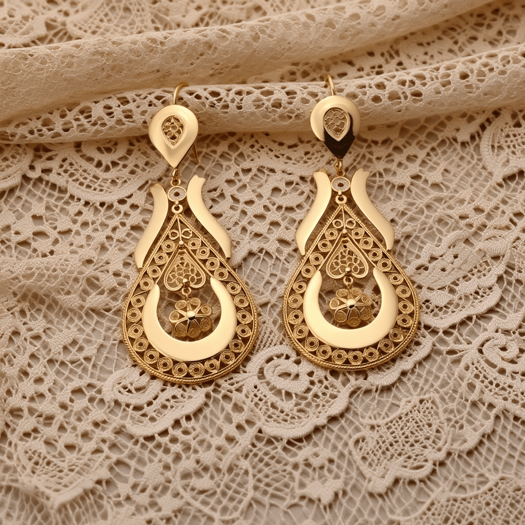 Brincos Melodia em Prata Dourada (6.2cm) - Loja do Ouro