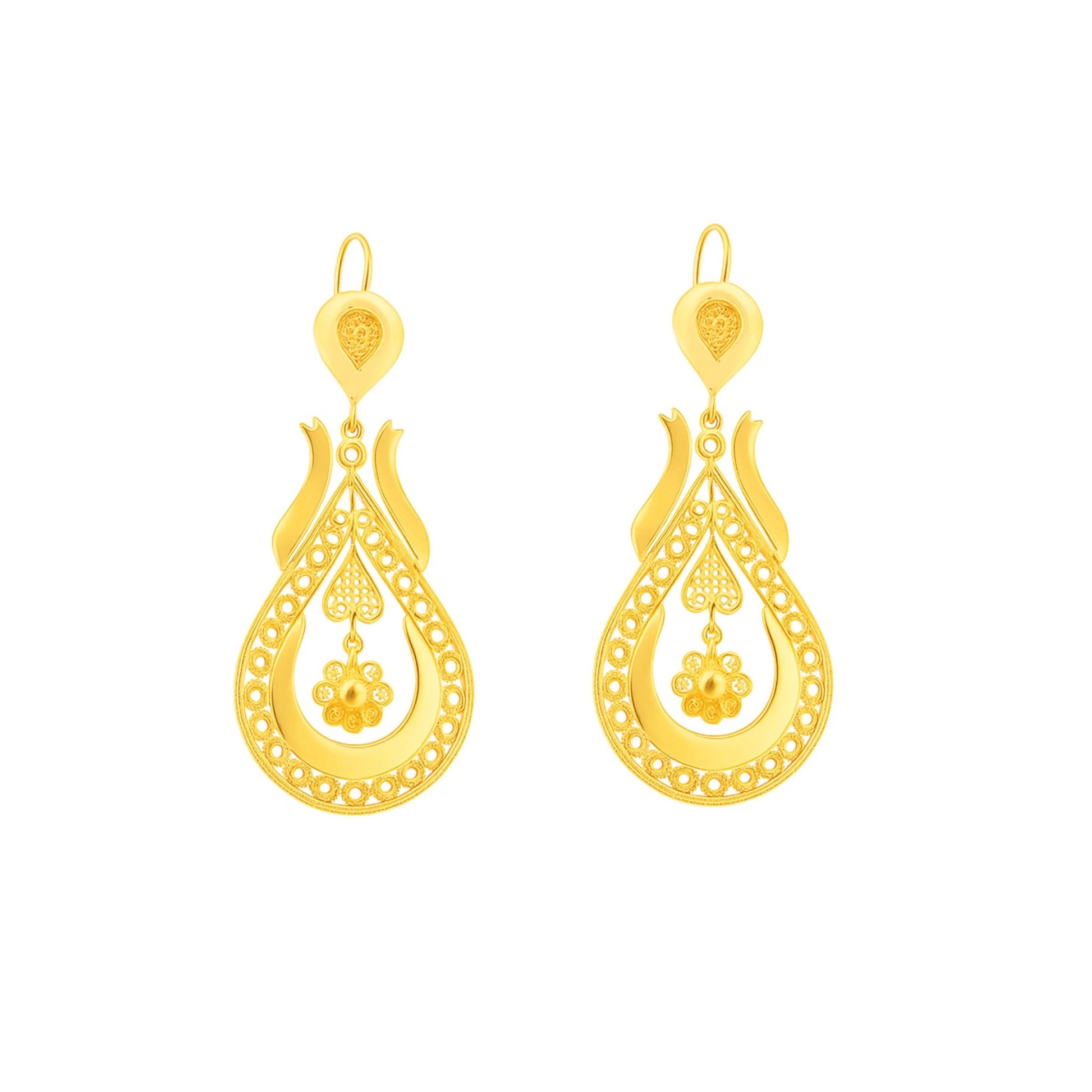 Brincos Melodia em Prata Dourada (6.2cm) - Loja do Ouro