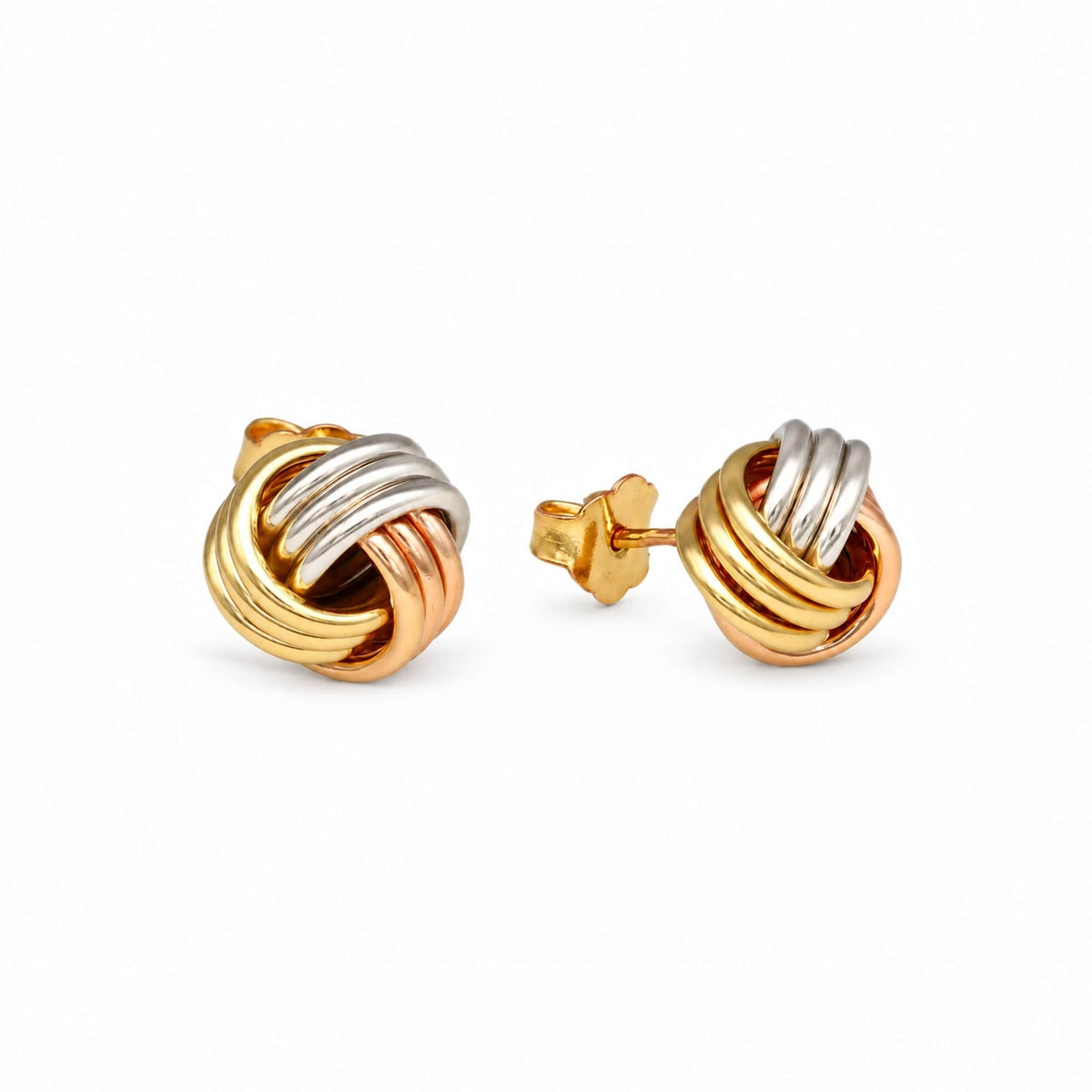 Brincos Novelo Tricolor em Ouro 19kl (1 cm) - Loja do Ouro