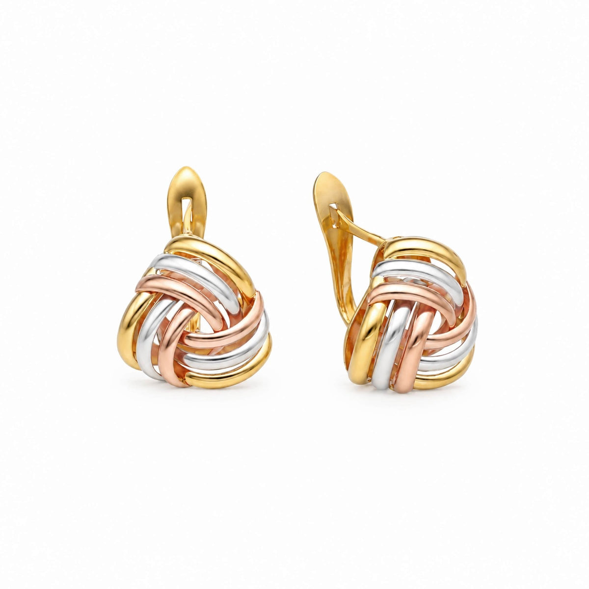 Brincos Novelo Tricolor em Ouro 19kl (1,21cm) - Loja do Ouro