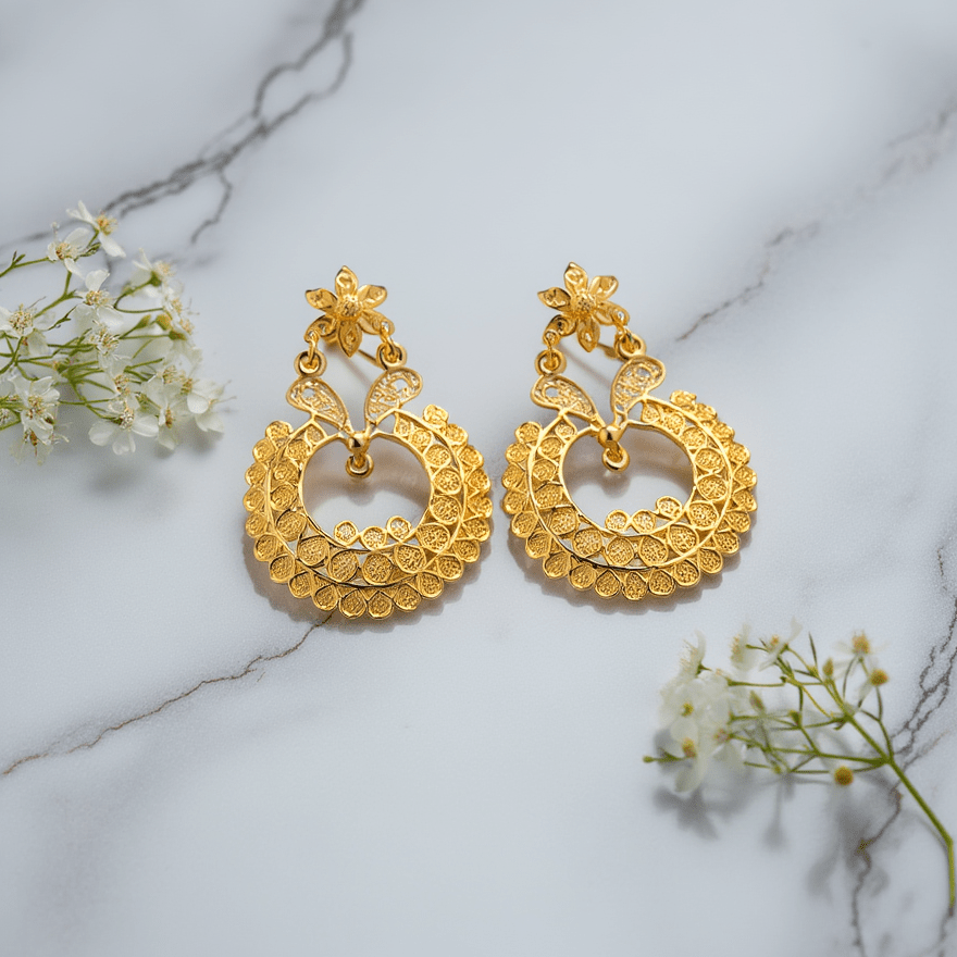 Pendientes Orient en plata chapada en oro (3 cm) - Gold Store Premium