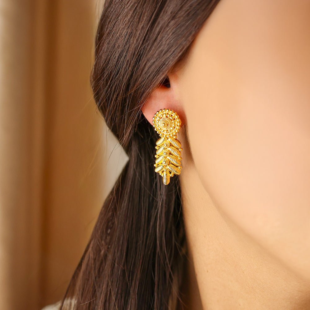 Brincos Pendente em Ouro 19kl com Casulos e Granitos - Loja do Ouro