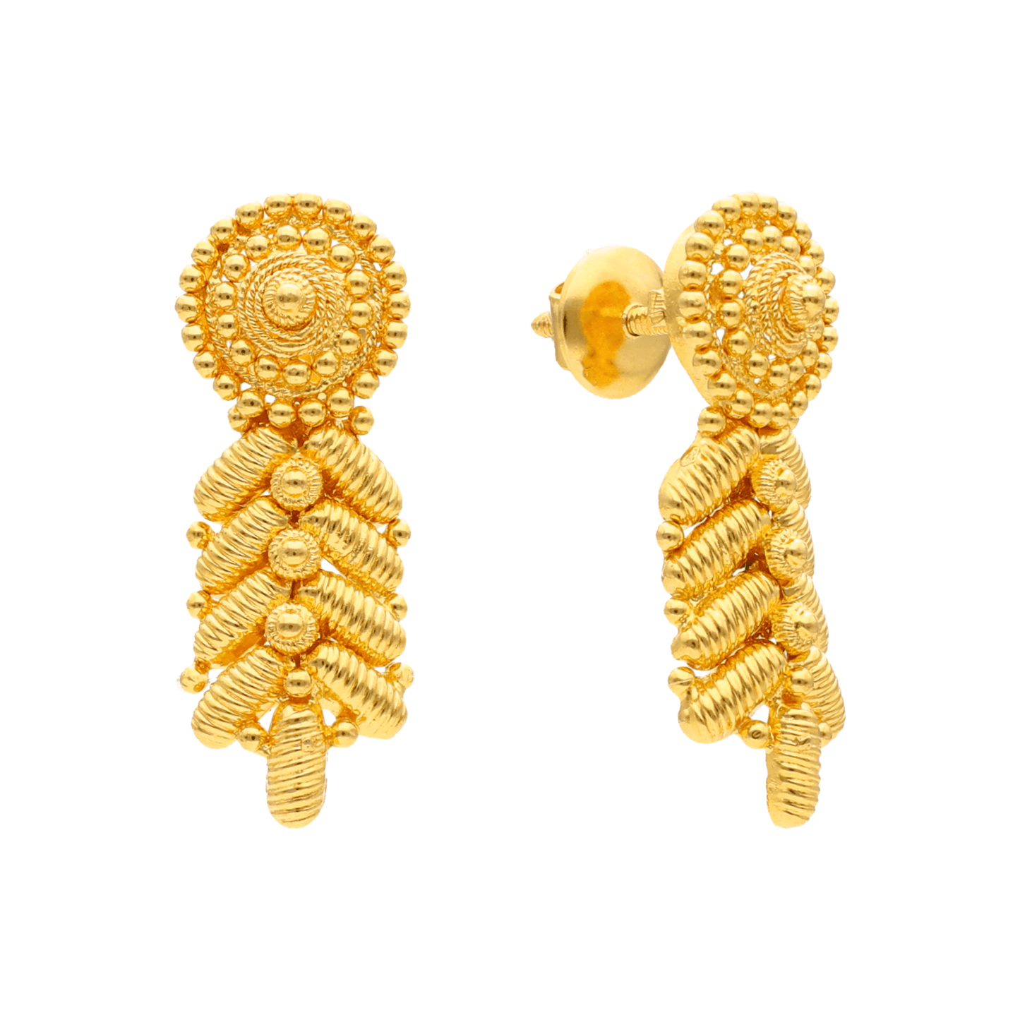 Brincos Pendente em Ouro 19kl com Casulos e Granitos - Loja do Ouro