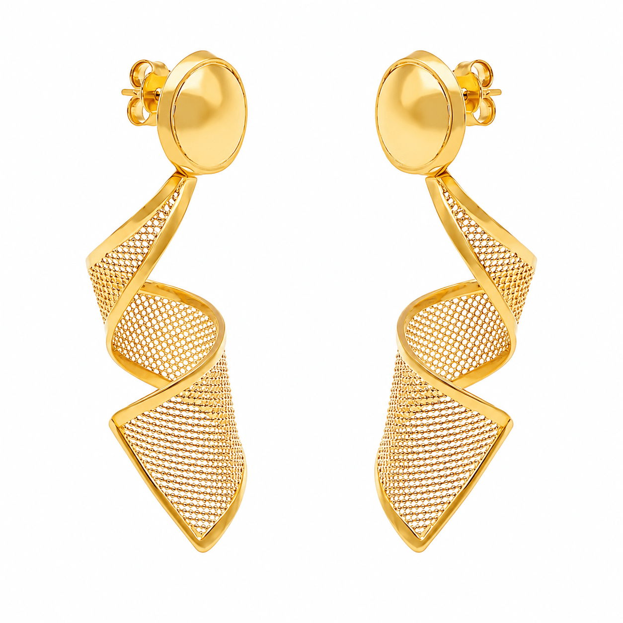 Brincos Pendentes Espiral em Ouro 19kl - Loja do Ouro