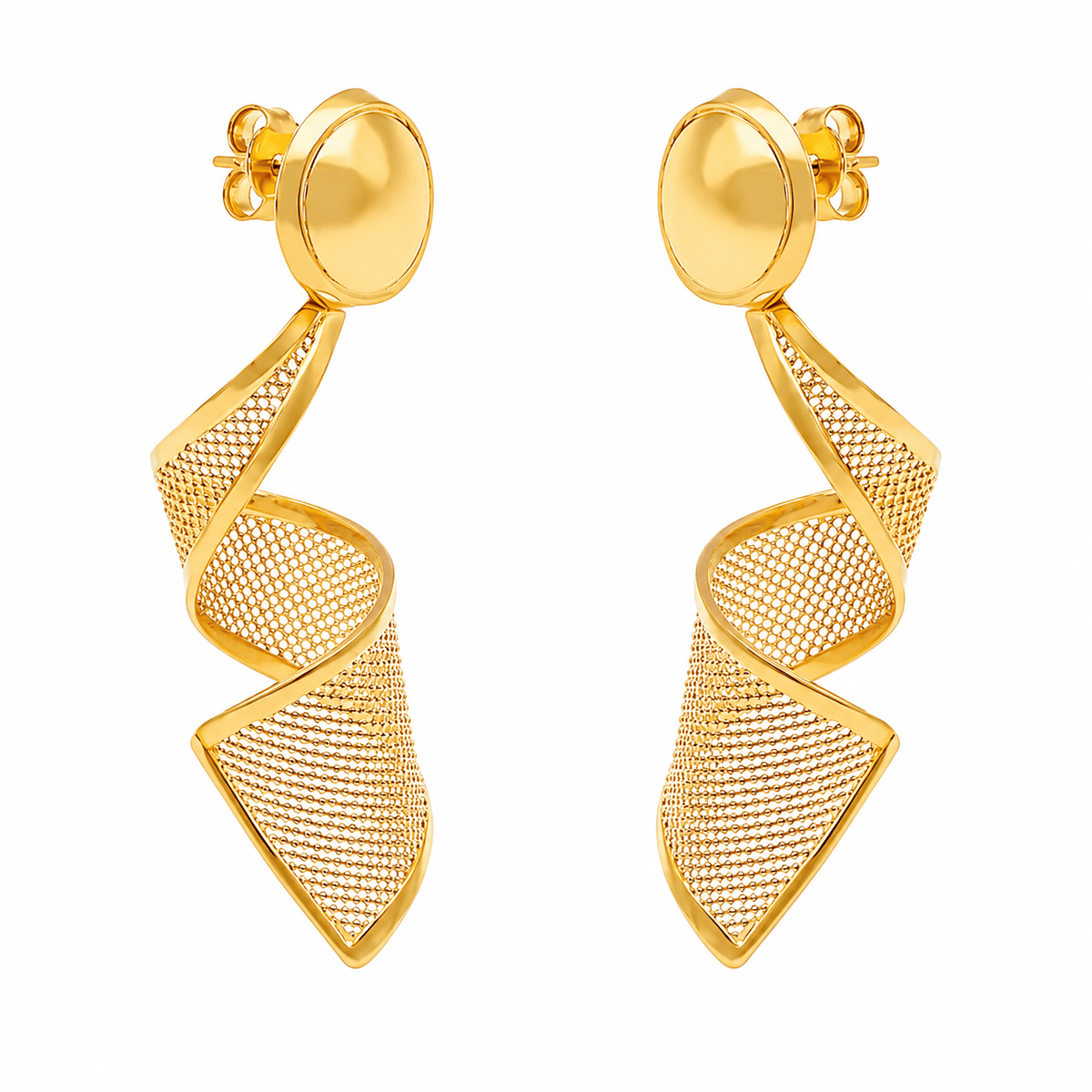 Brincos Pendentes Espiral em Ouro 19kl - Loja do Ouro
