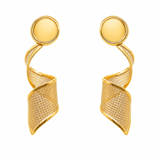 Brincos Pendentes Espiral em Ouro 19kl - Loja do Ouro