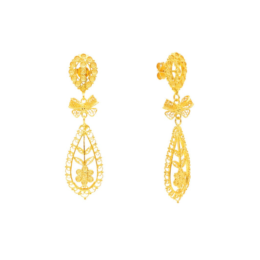 Brincos Portuguesa em Prata Dourada (5.8cm) - Loja do Ouro