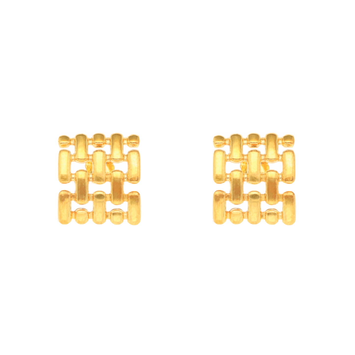 Brincos Quadrados Corrente em Prata Dourada - Loja do Ouro