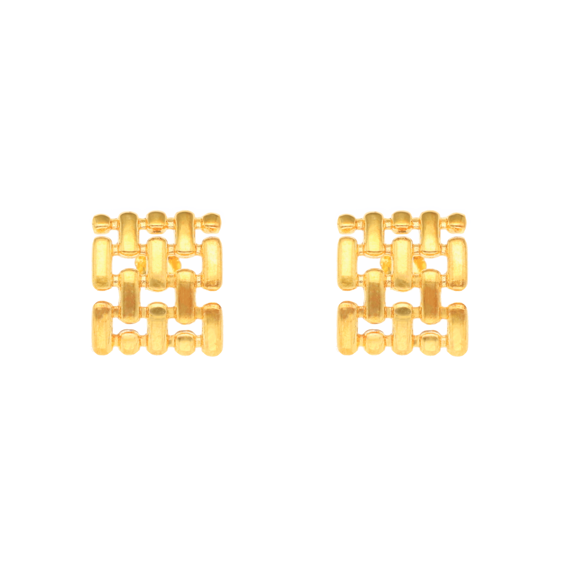 Brincos Quadrados Corrente em Prata Dourada - Loja do Ouro