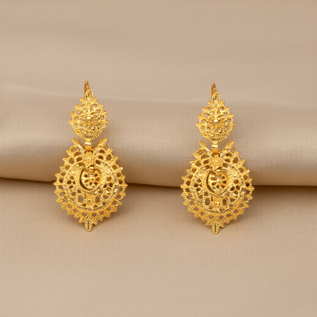 Brincos Rainha em Ouro 19kl (3.6cm) - Loja do Ouro