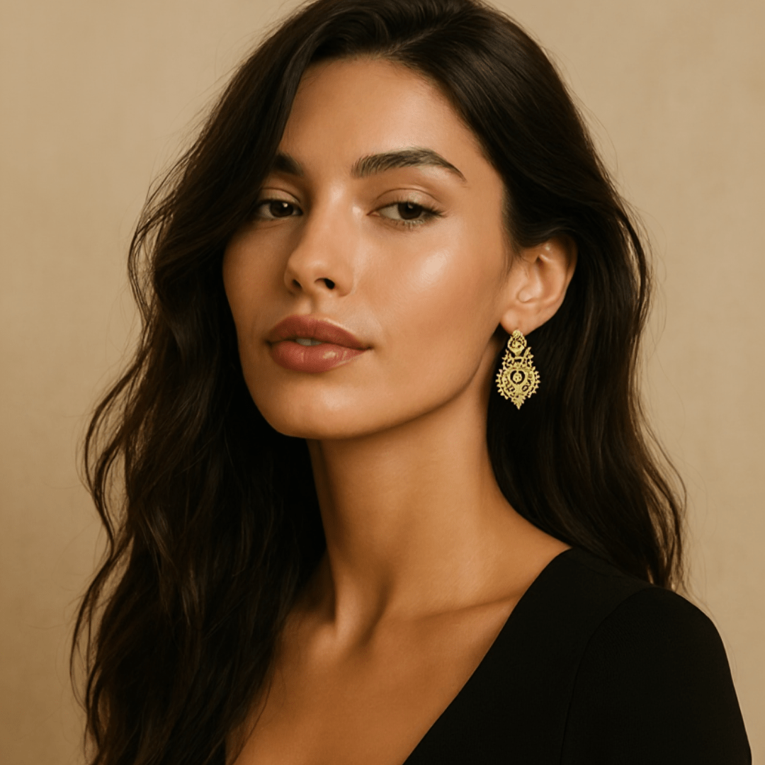 Pendientes Queen en oro 19kl (4