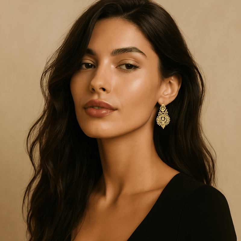 Brincos Rainha em Ouro 19kl (4.5cm) - Loja do Ouro